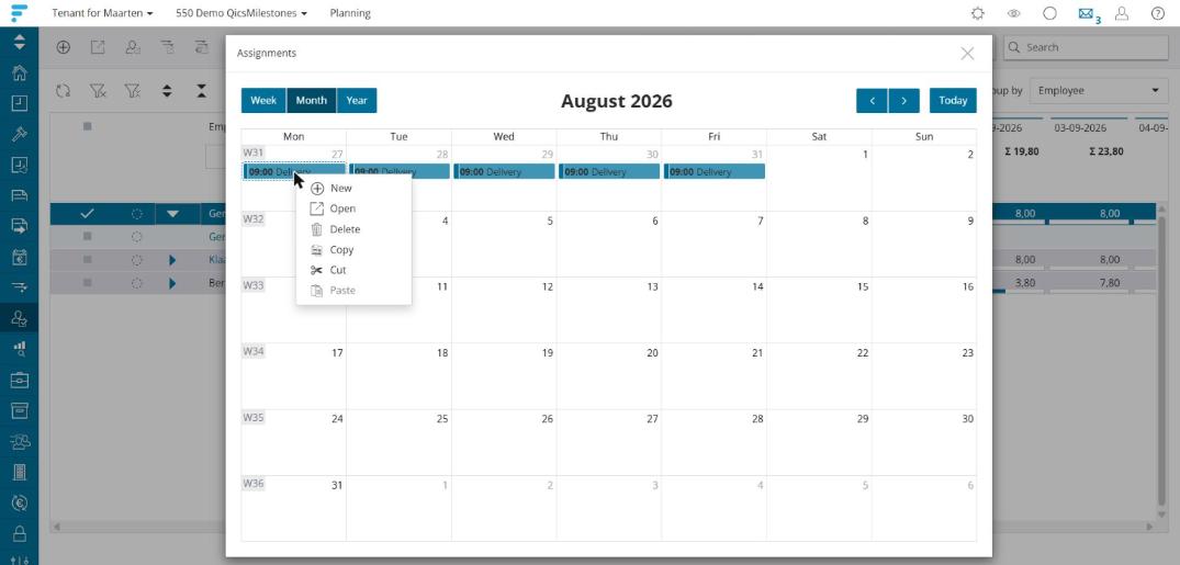 Planning calendar - copy, cut and paste